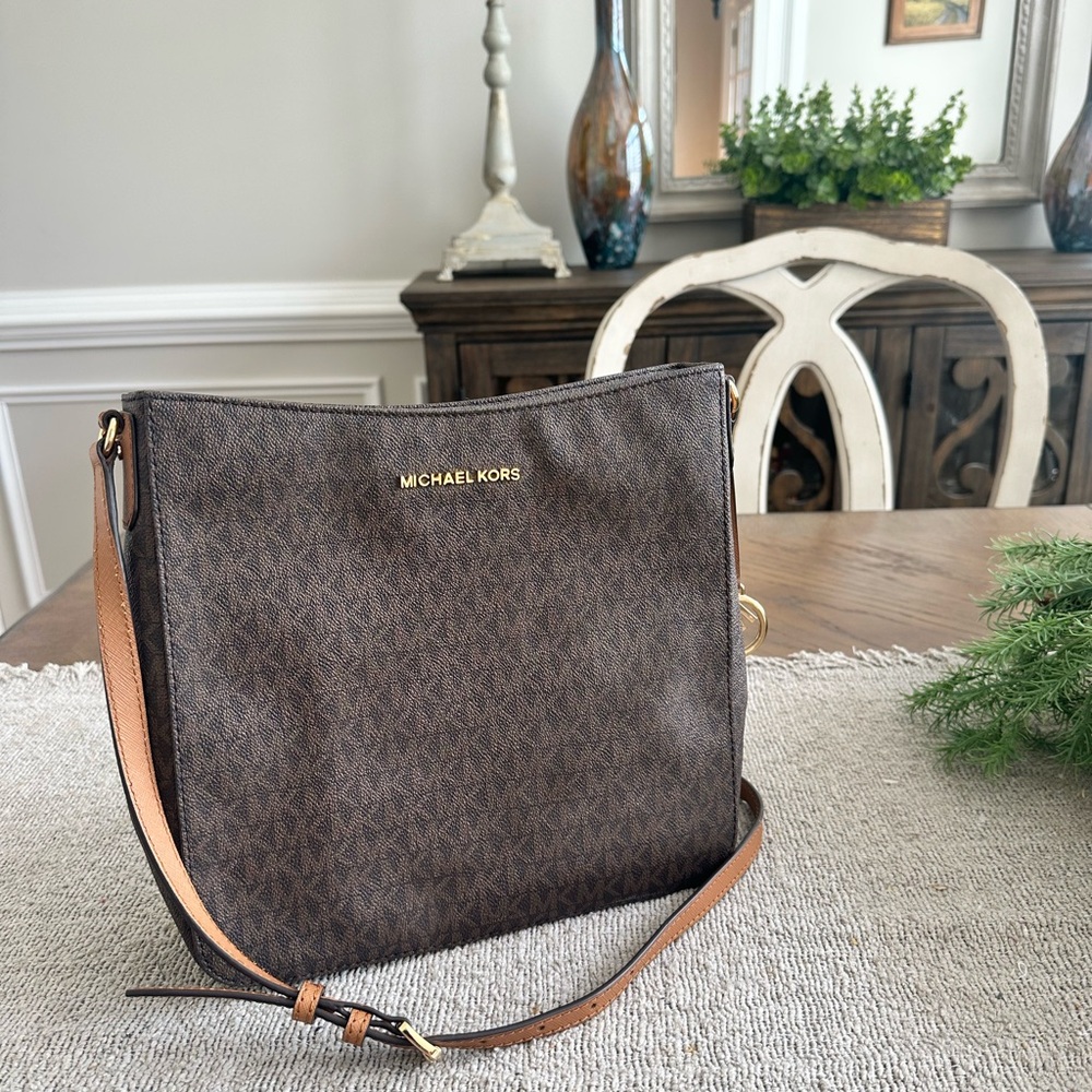 Michael Kors Brown Crossbody Bag with Signature Monogram